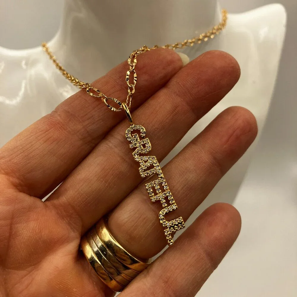 18k Real Gold Plated Figaro Chain over Brass + GRATEFUL Pendant 18 inches - Picture 7 of 10